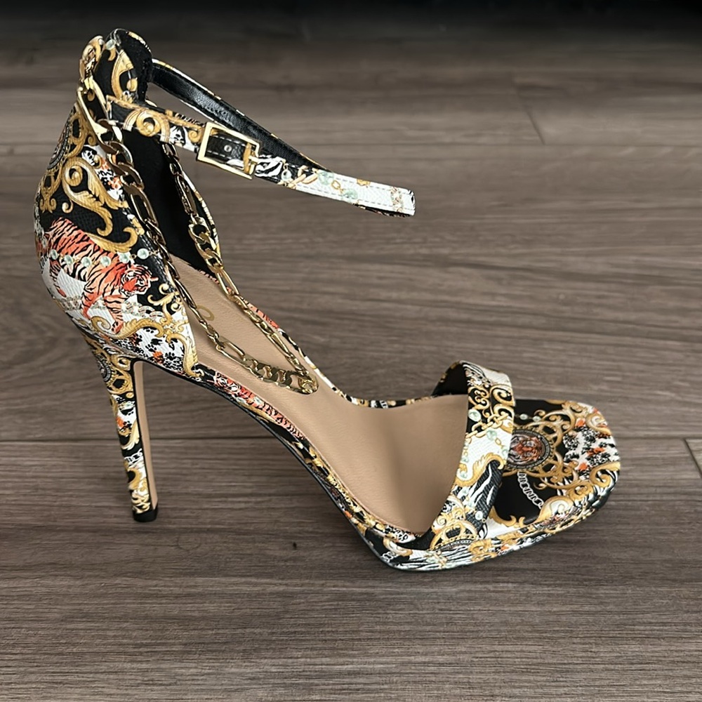 BRAND NEW in Original Box ALDO Scarlett Chain Ankle Strap Sandal Heels - Picture 2 of 8
